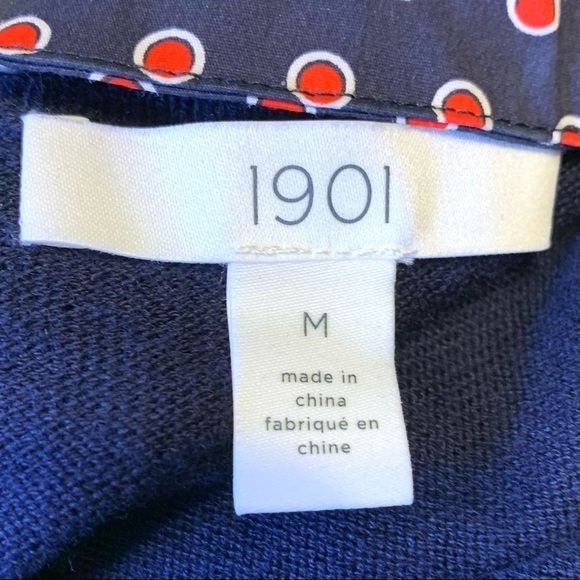 1901 Navy Snap On Collar Cotton Blend Sweater - Picture 9 of 10